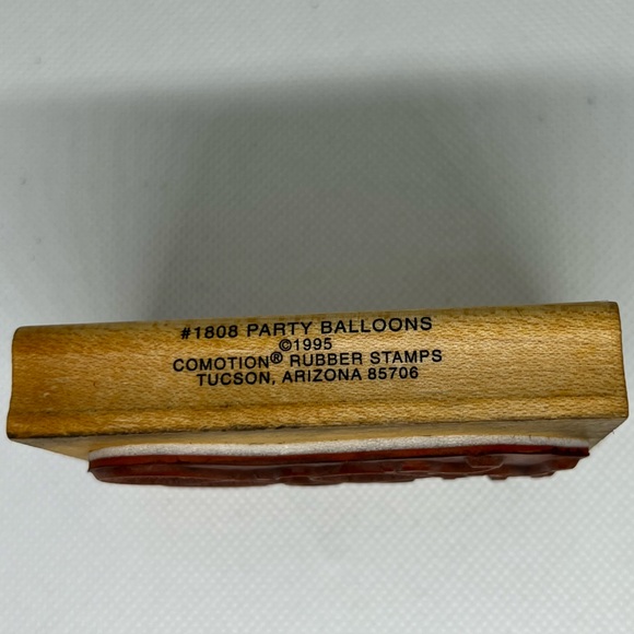 VTG 90s Comotion Party Balloons Wood Mounted Rubber Stamp - Picture 3 of 3